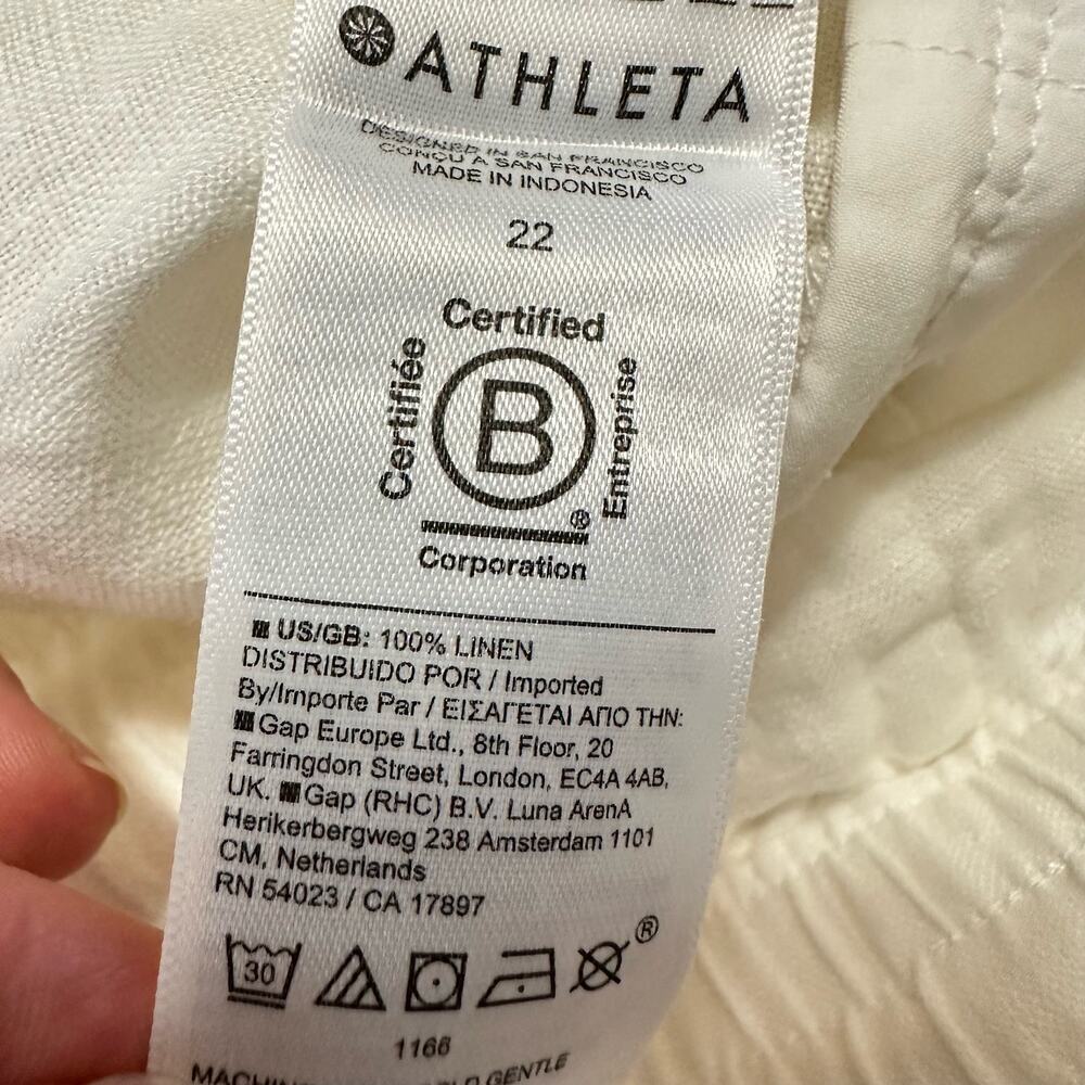 Athleta Retreat 100% Linen Wide Leg Pants in White NWT Size 22 - Picture 4 of 8